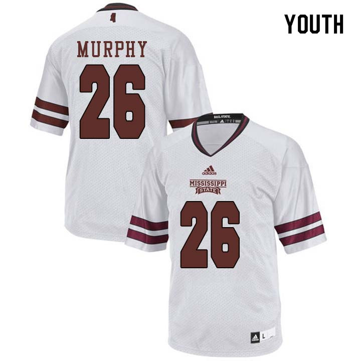 Youth #26 Alec Murphy Mississippi State Bulldogs College Football Jerseys Sale-White